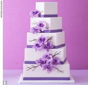  Gâteau de mariage orchidée lavande 