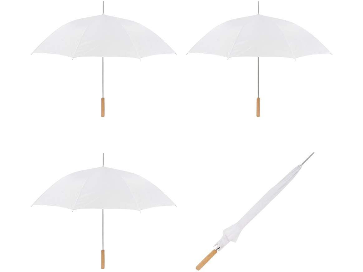 guarda-chuvas brancos para convidados de casamento