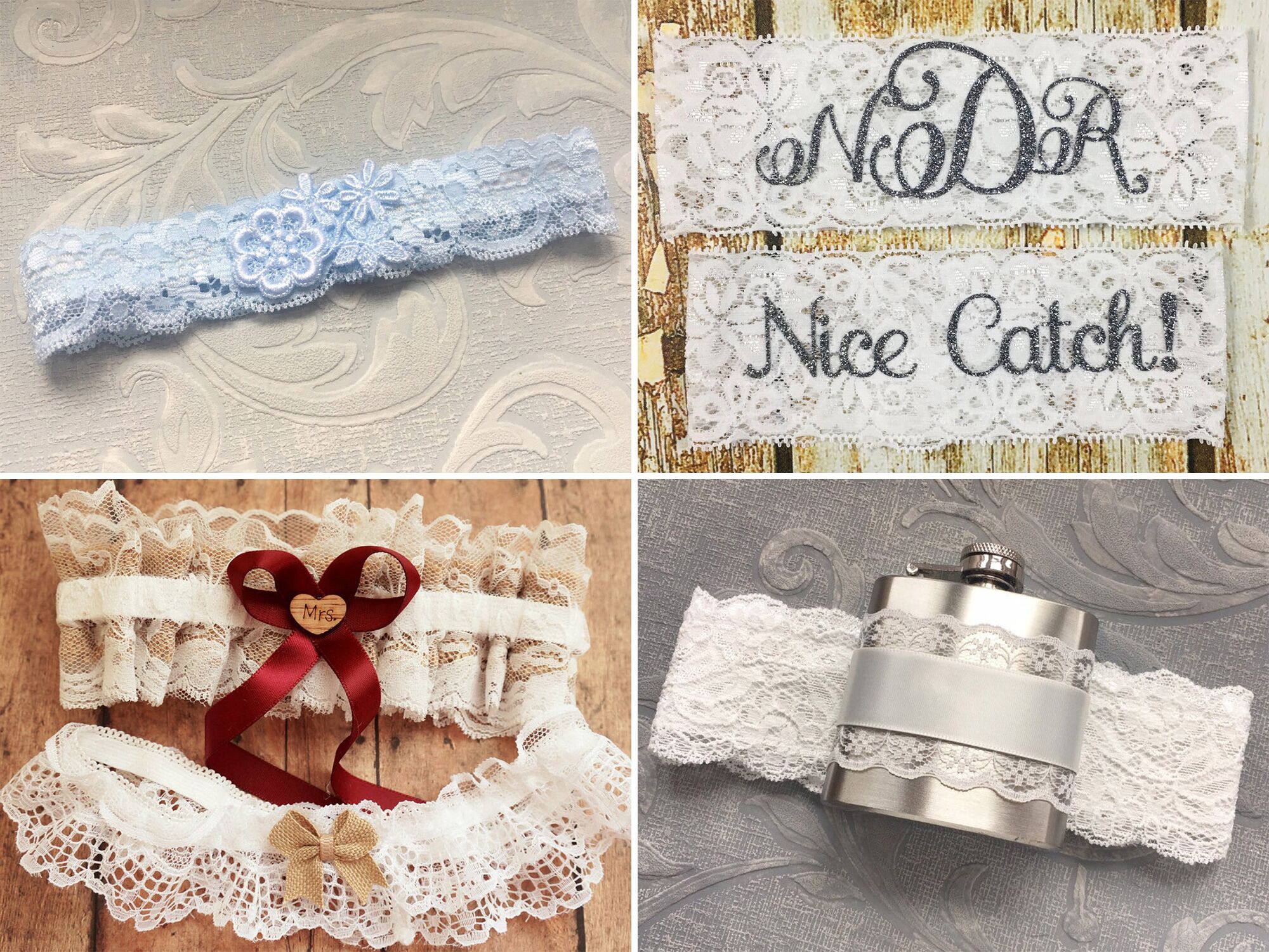 blue wedding garter set