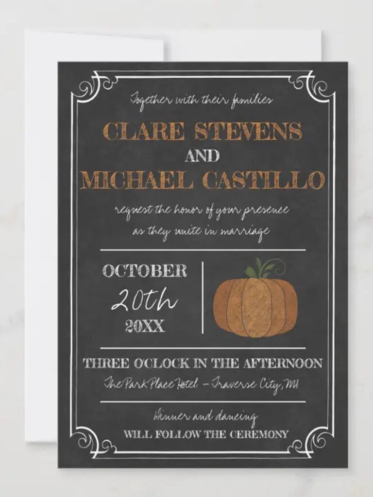 Chalkboard background with pumpkin graphic and festive border