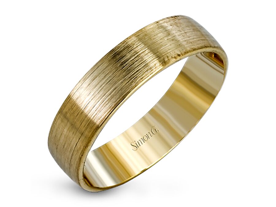 Simon G. banda de casamento masculina de ouro de 14 quilates escovado's wedding band