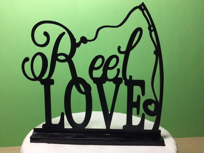 Rel Love fishing wedding cake topper