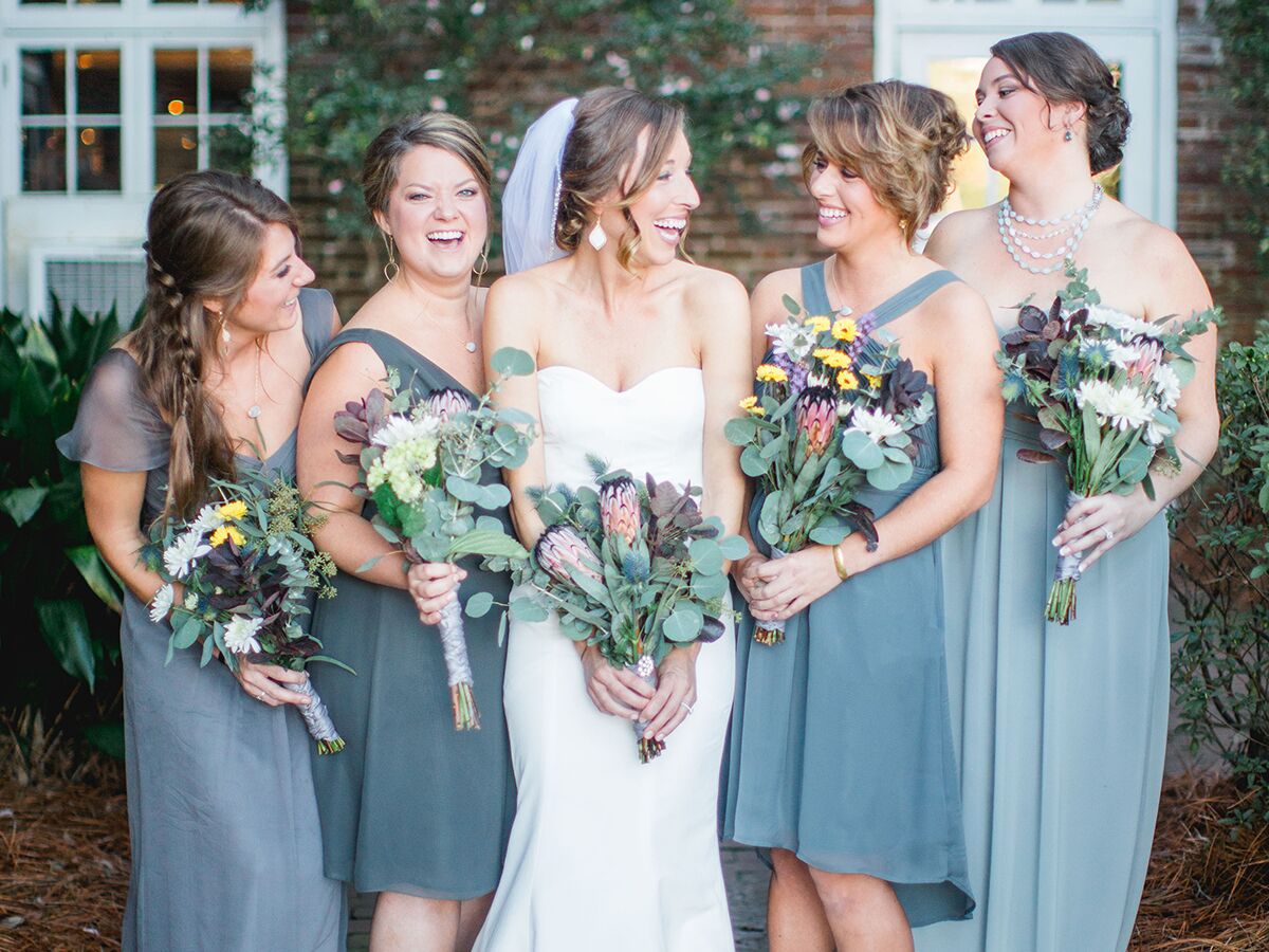 matching bride and bridesmaid dresses