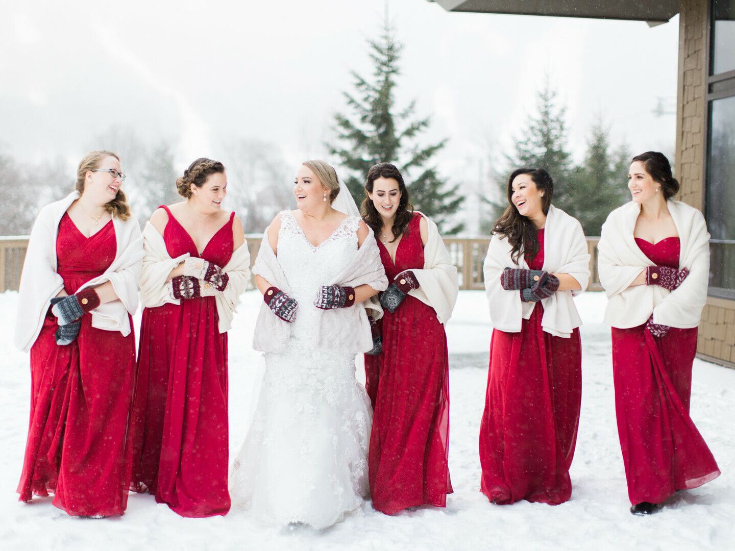 white shawls for bridesmaids