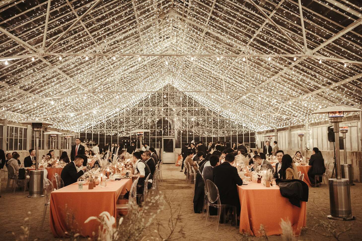 String Lights In Greenhouse Reception At Dos Pueblos Orchid Farm