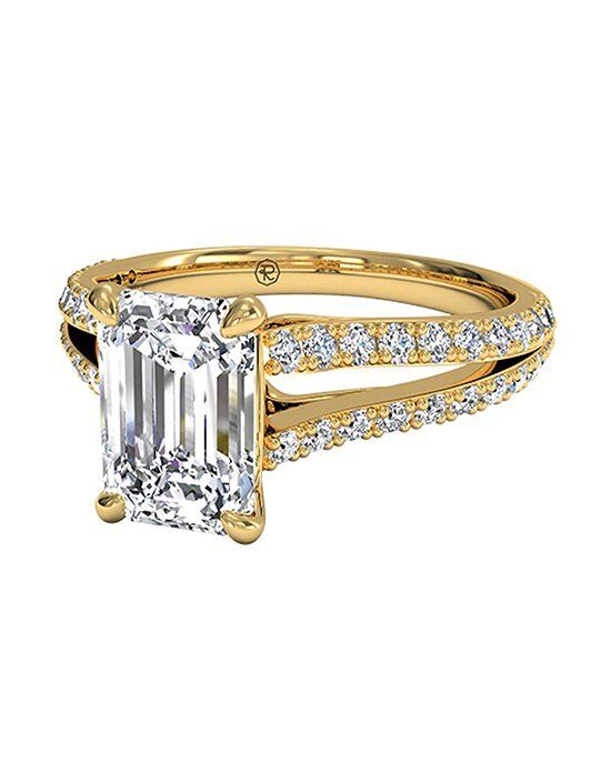 Emerald cut diamond yellow gold engagement rings