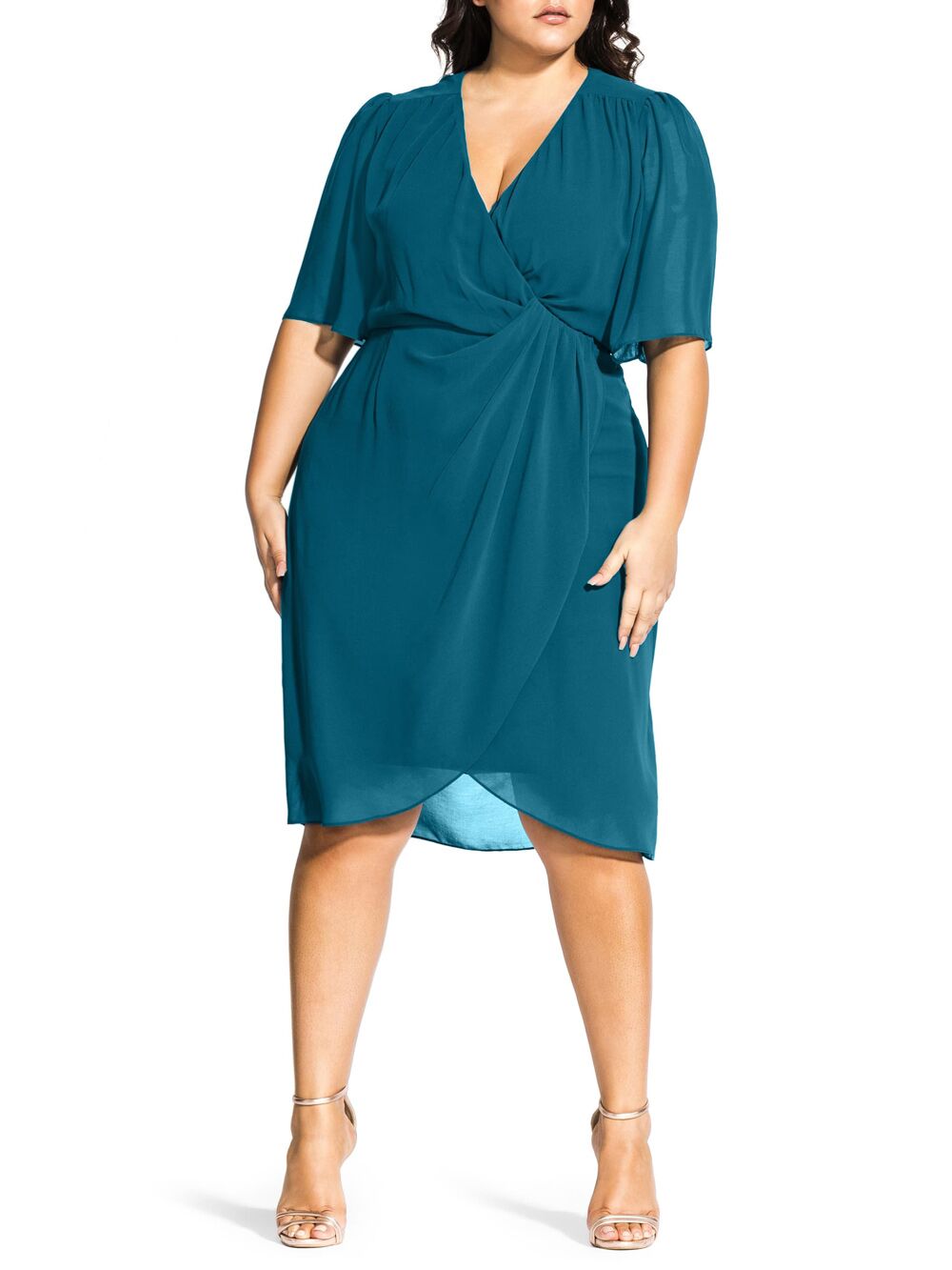 teal dress with sleeves