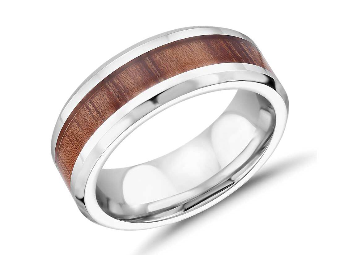 Bue Nile wood inlay wedding band