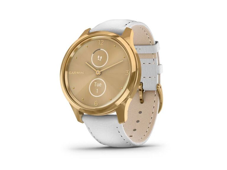 Роскошные умные часы с корпусом из 24-каратного золота и белым кожаным ремешком премиум-класса