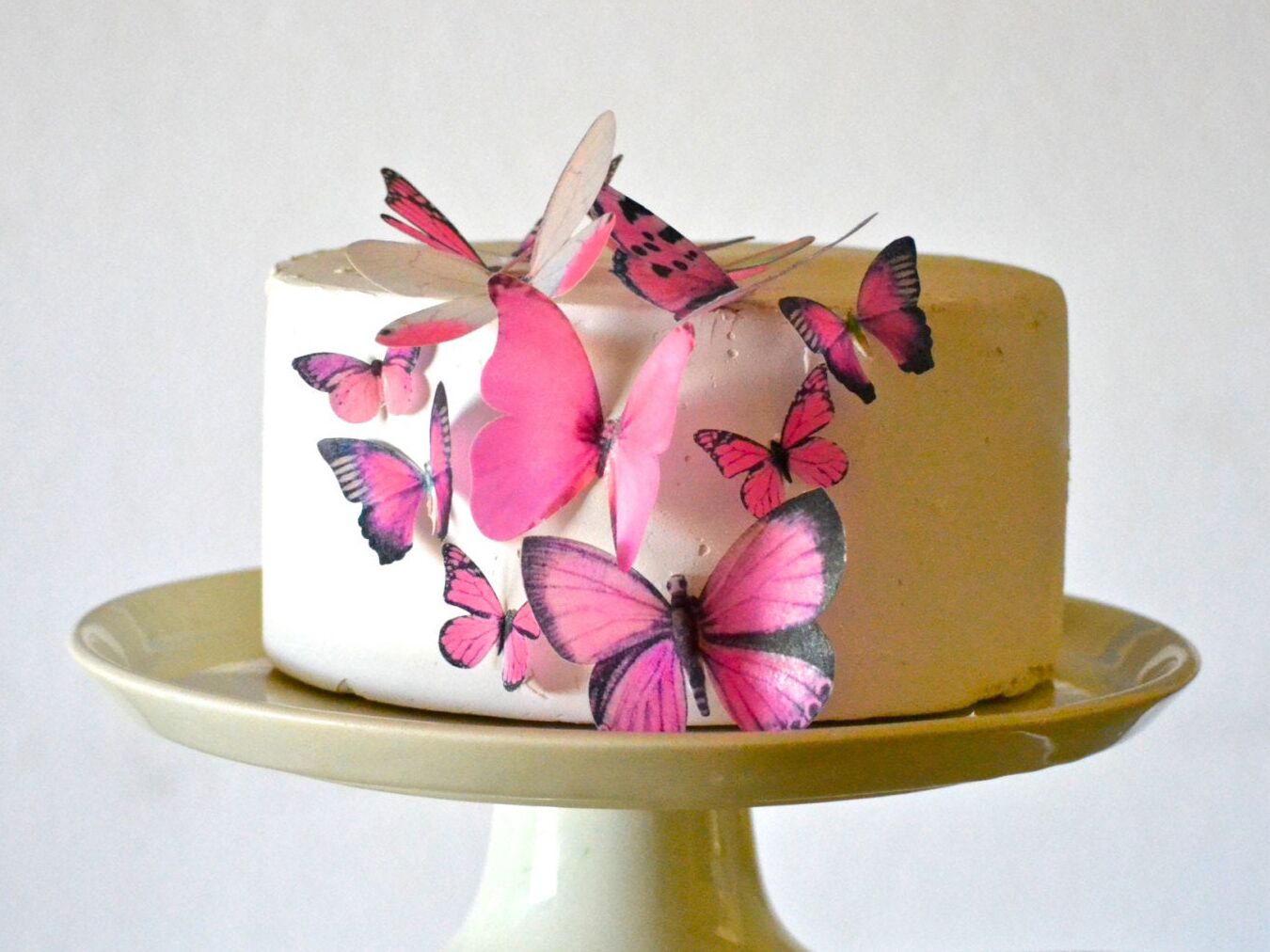 Papier à gâteau de mariage papillon rose