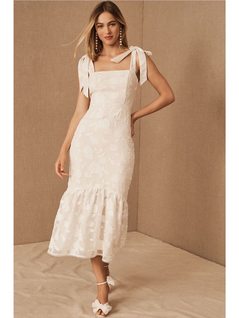 white bridal shower dress