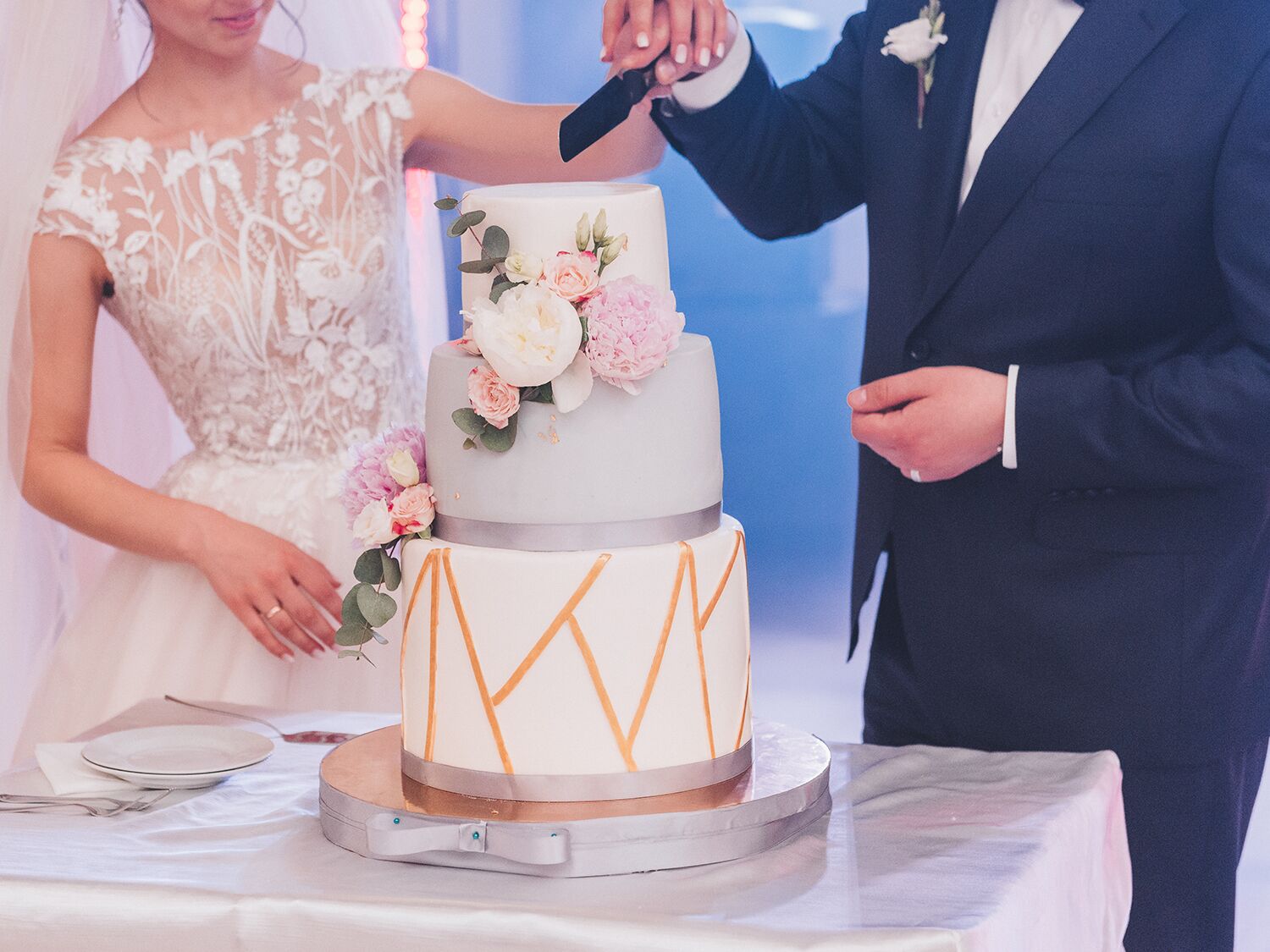 Couples Cut a Cake on wedding day
