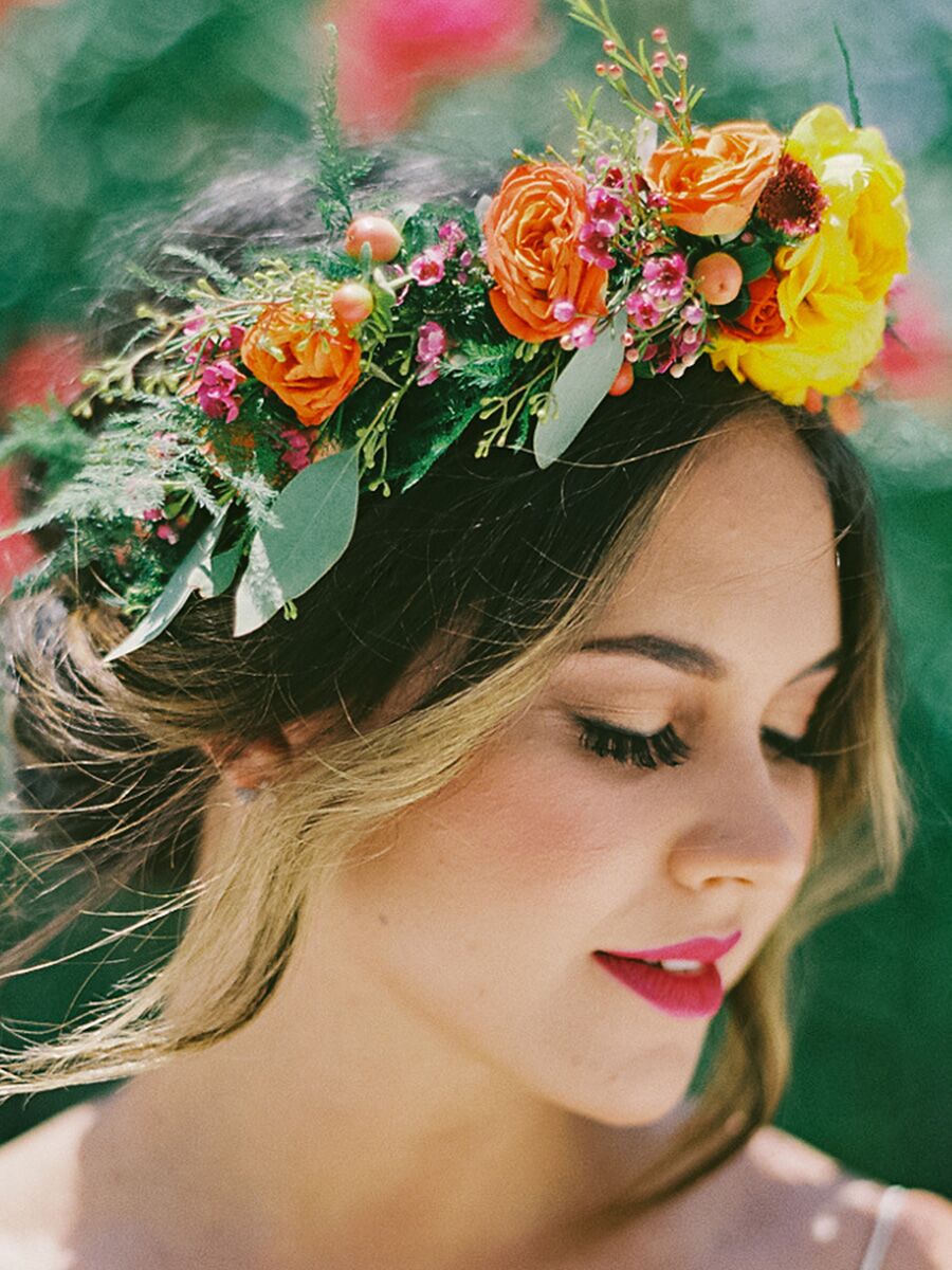 AS_ Bohemia Rose Flower Headband Bride Festival Wedding Garland Crown Hairband V