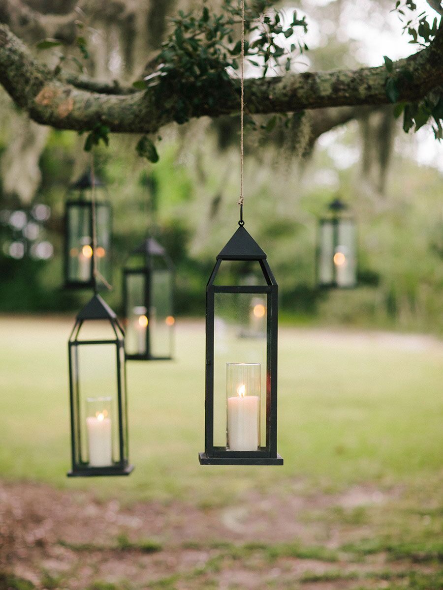 Outdoor lanterns in trees