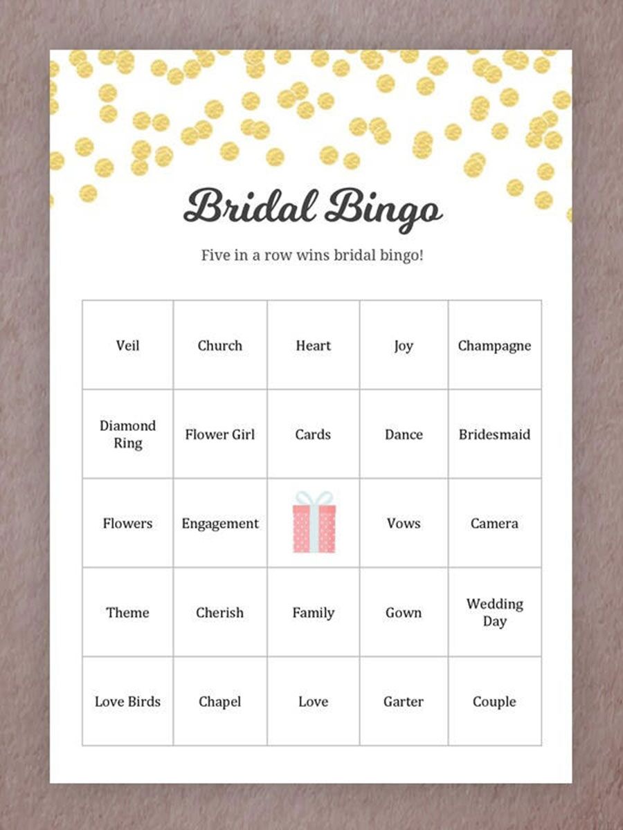 Bridal bingo cards