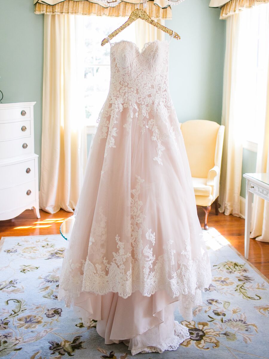 pink and white wedding gowns