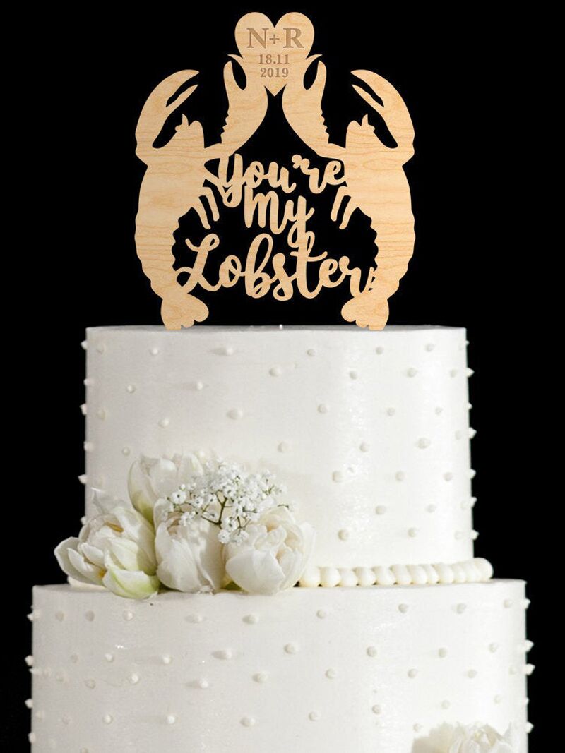 You're My Lobster unieke bruidstaarttopper're My Lobster unique wedding cake topper