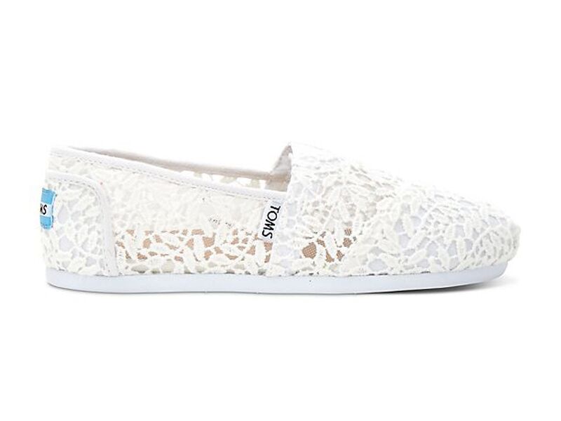 Flats de mariage confortables TOMS en crochet blanc