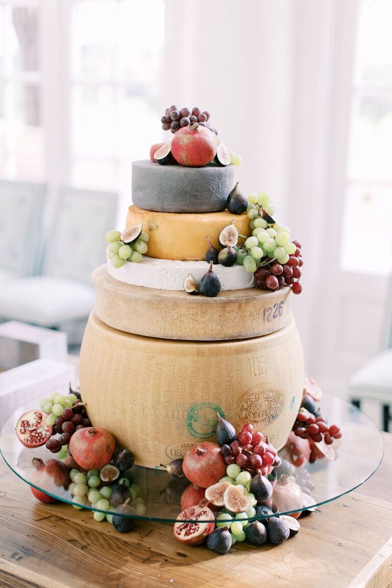 Cheese wheel wedding cake alternative