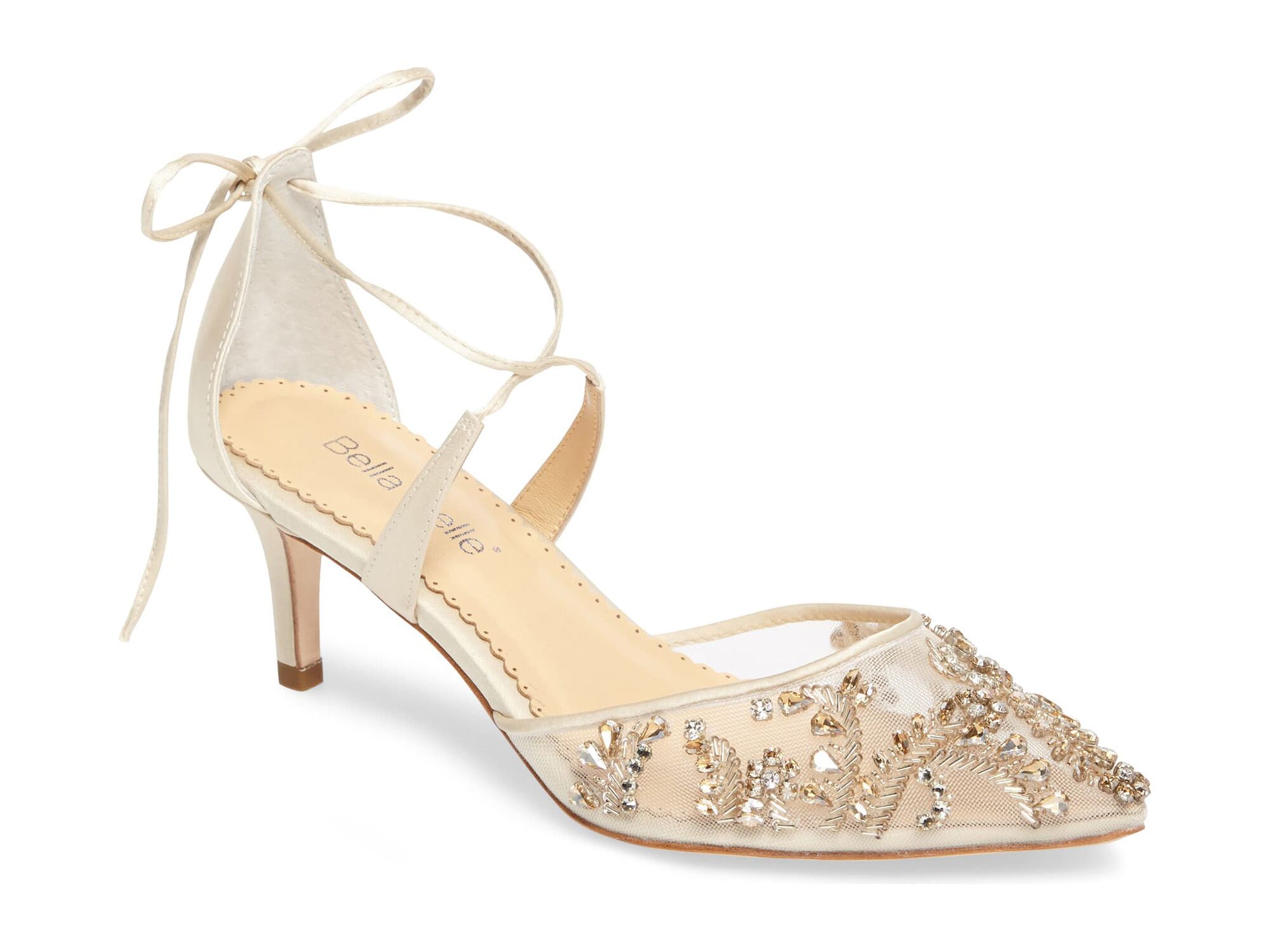 Talons de mariage confortables en maille sertie