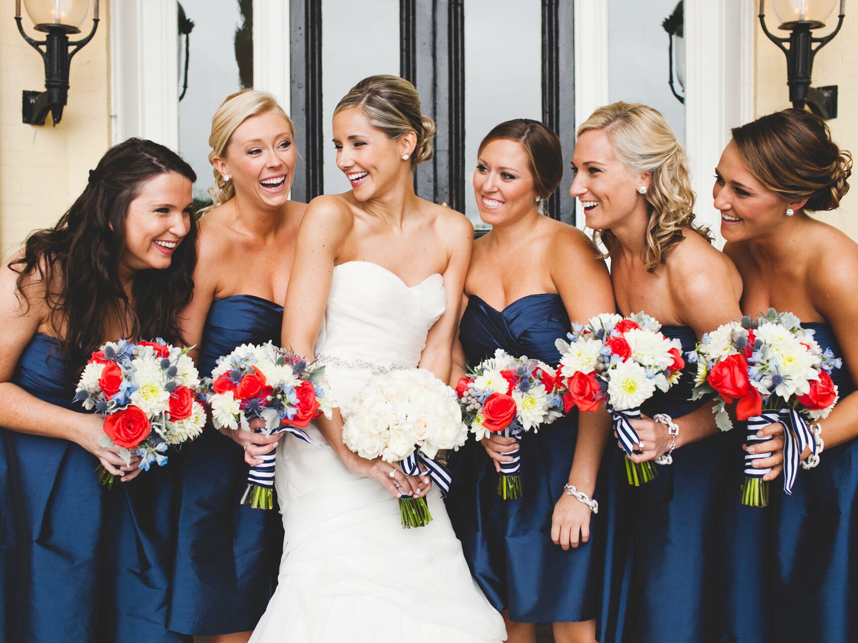 red white and blue wedding bouquets