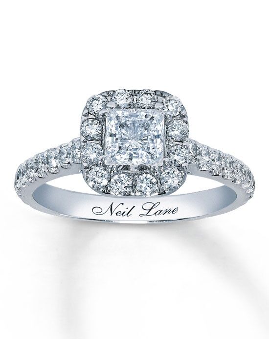 Neil Lane Diamond Engagement Ring 1 1/2 ct tw Princess-cut 14K White ...