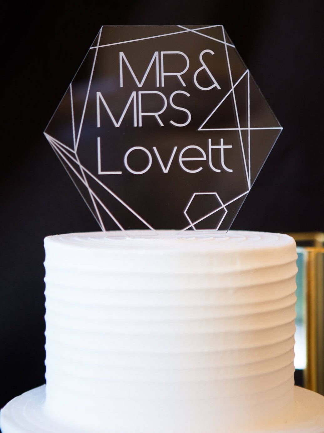 Geometric unique wedding cake topper