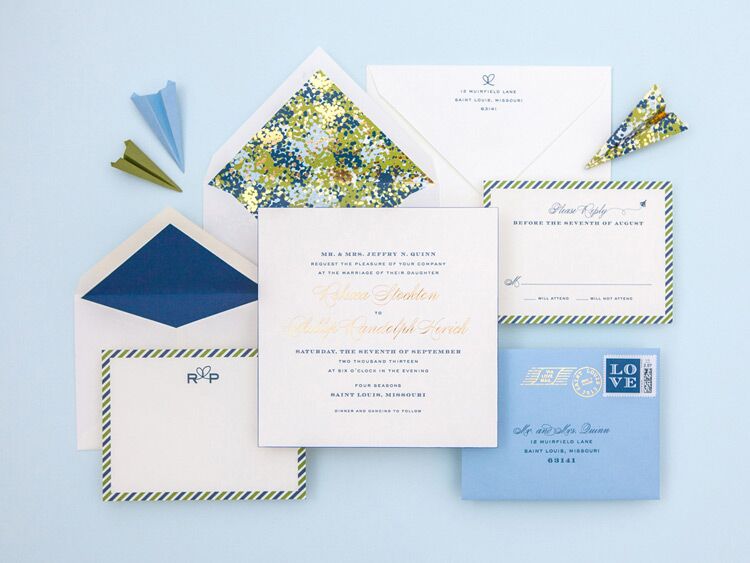 Cheree Berry Paper paper airmail invitation design