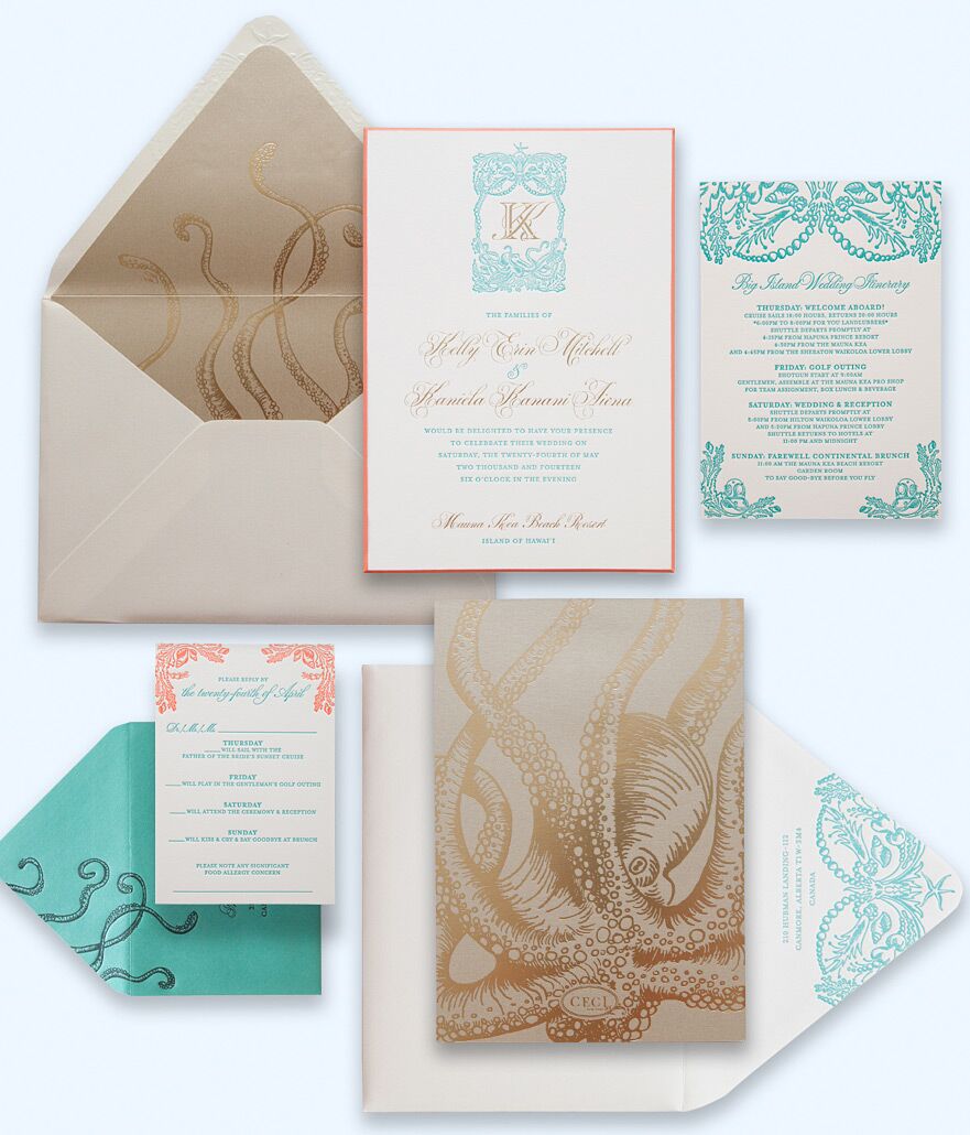 Papel de boda inspirado en la playa de Ceci New York