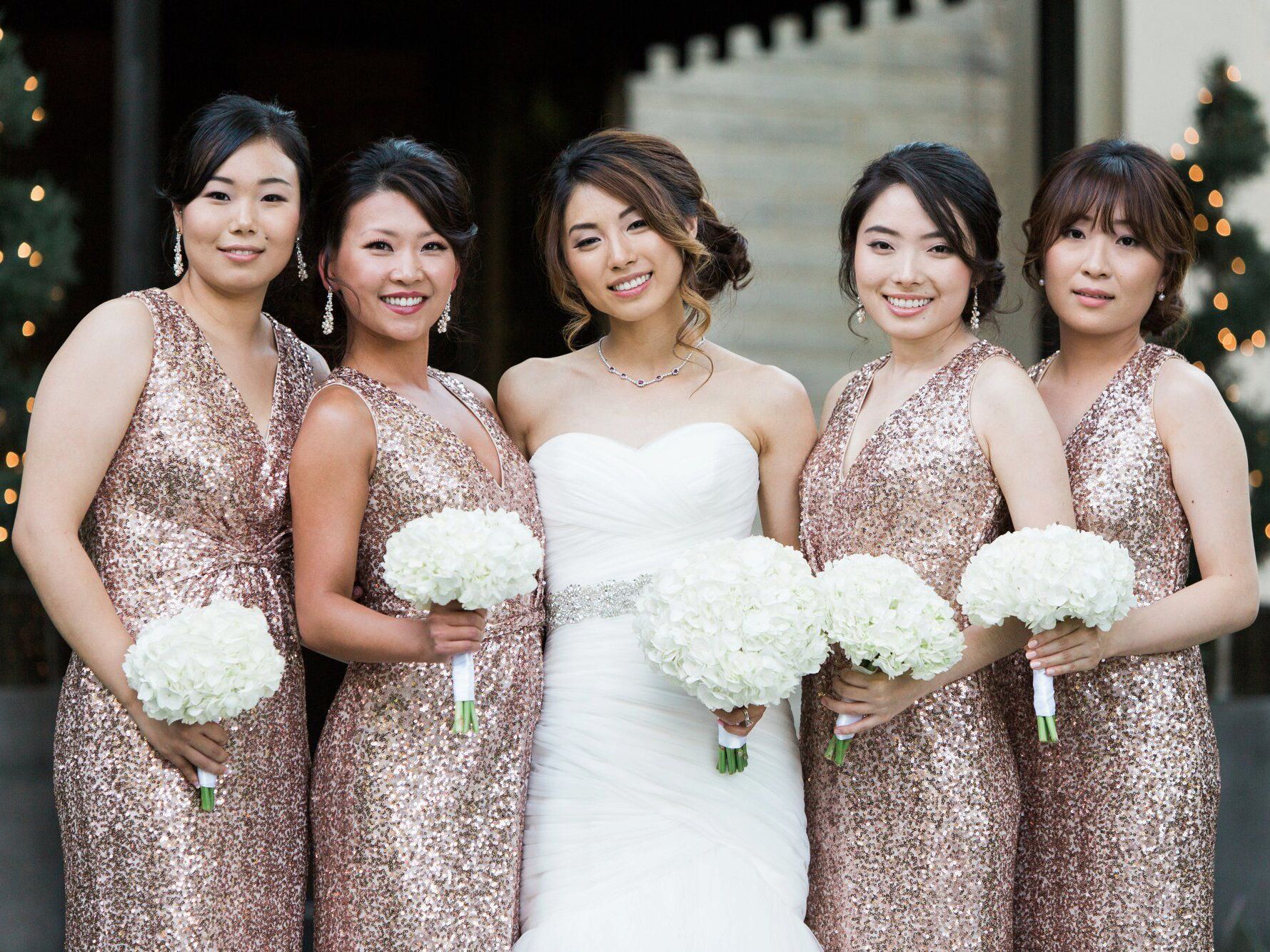 rose gold bridesmaid dresses long sleeve