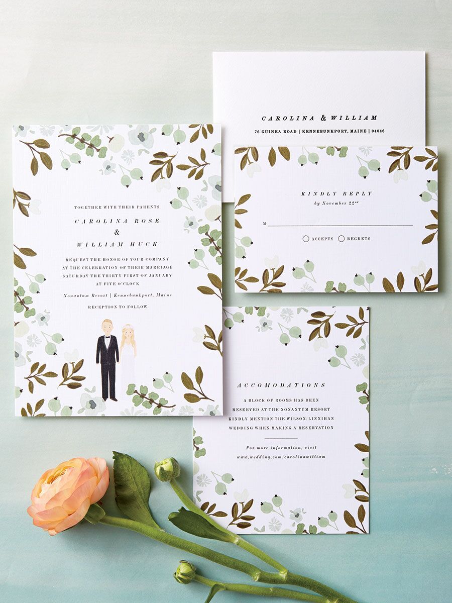 Color Me Carla garden themeed wedding convites