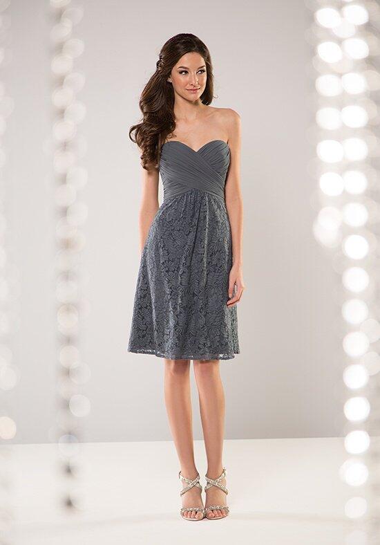 Two Piece Off the Shoulder Grey Bridesmaid Dress with Lace LBQB0019 main image 1