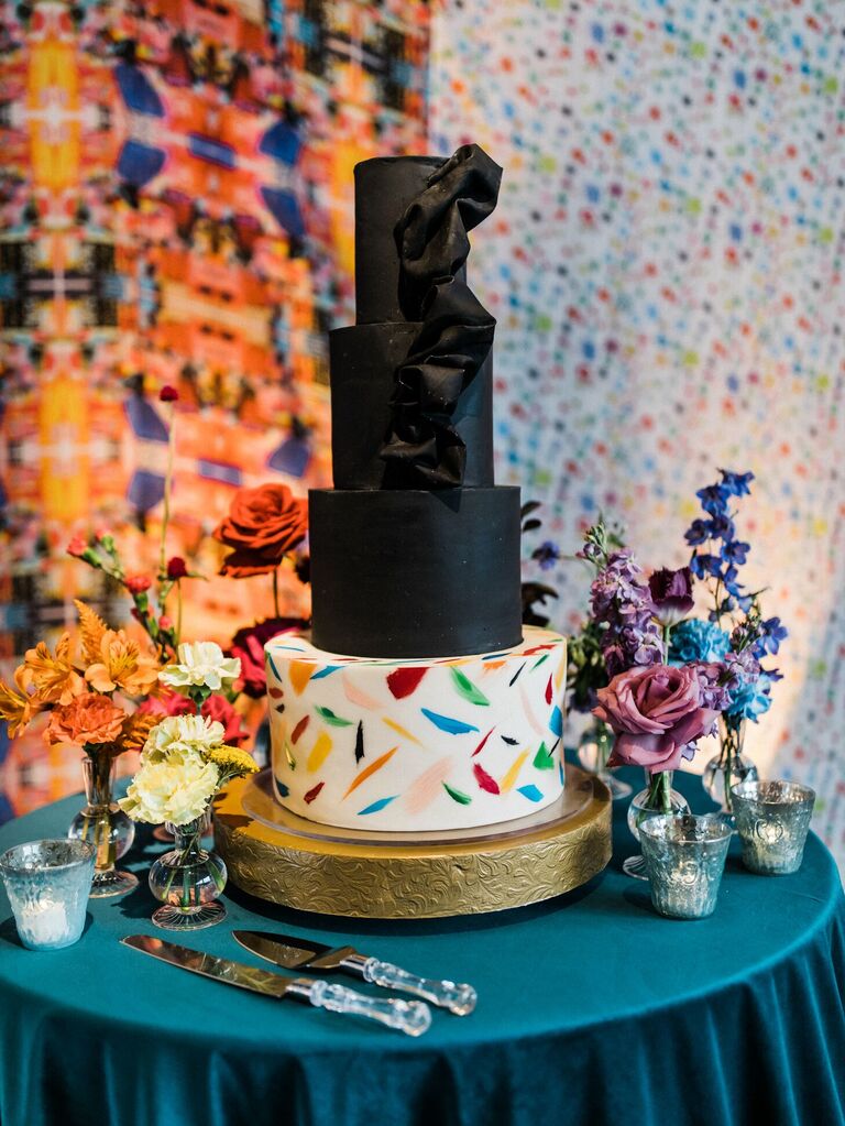 Eclectic black wedding cake