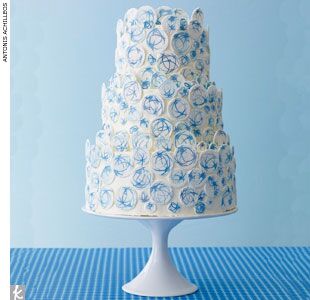 Azul celeste-inspirado bolo de casamento