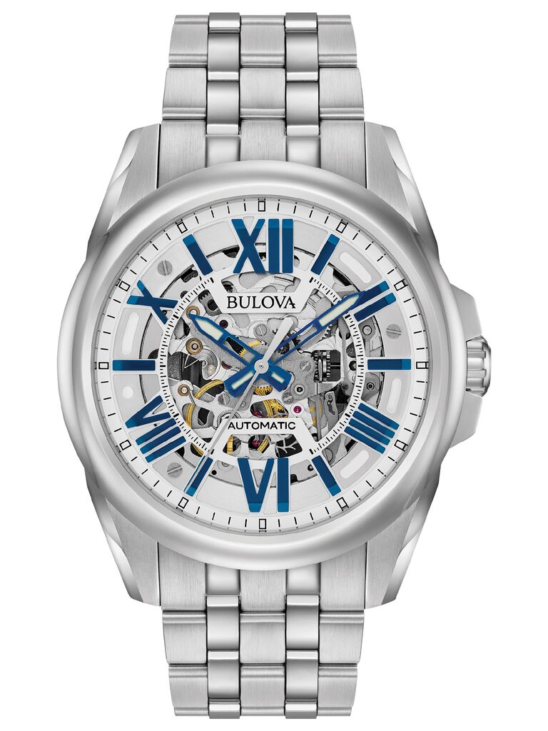Стильные часы-браслет серебристого цвета со скелетонизированным механизмом подарок на 15-летие