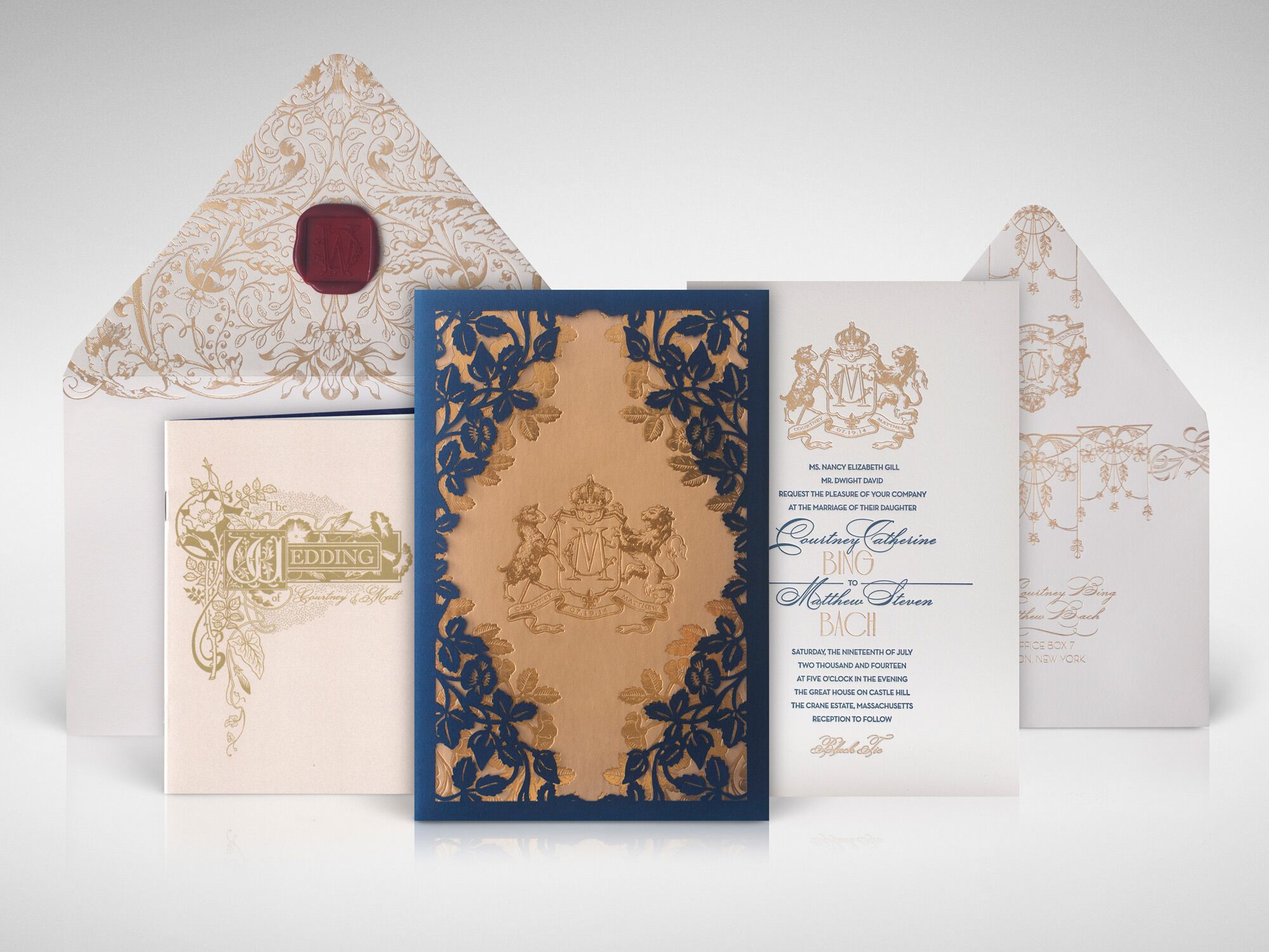 Atelier Isabey custom crest wedding invitation design