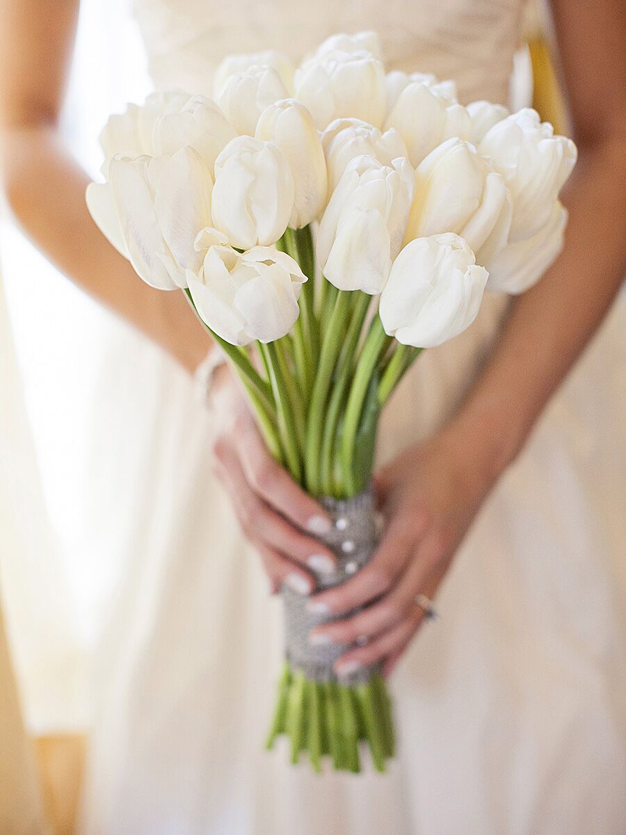 blue tulips wedding bouquet