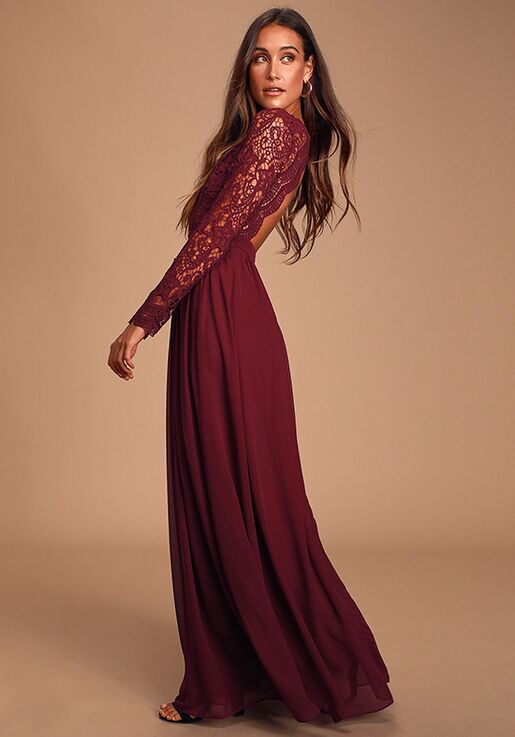 lace maroon maxi dress