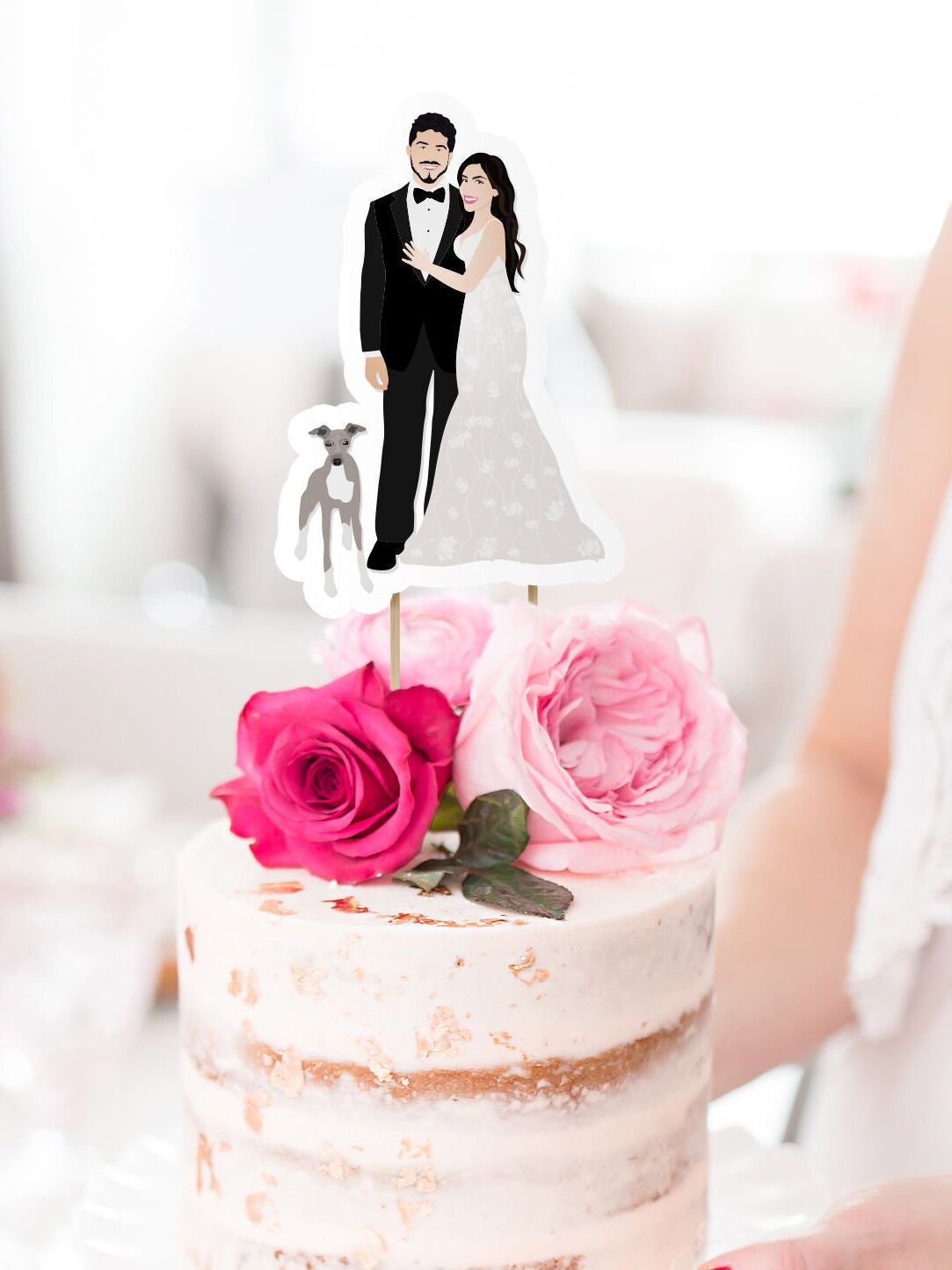 Topper de tarta de boda con retrato personalizado