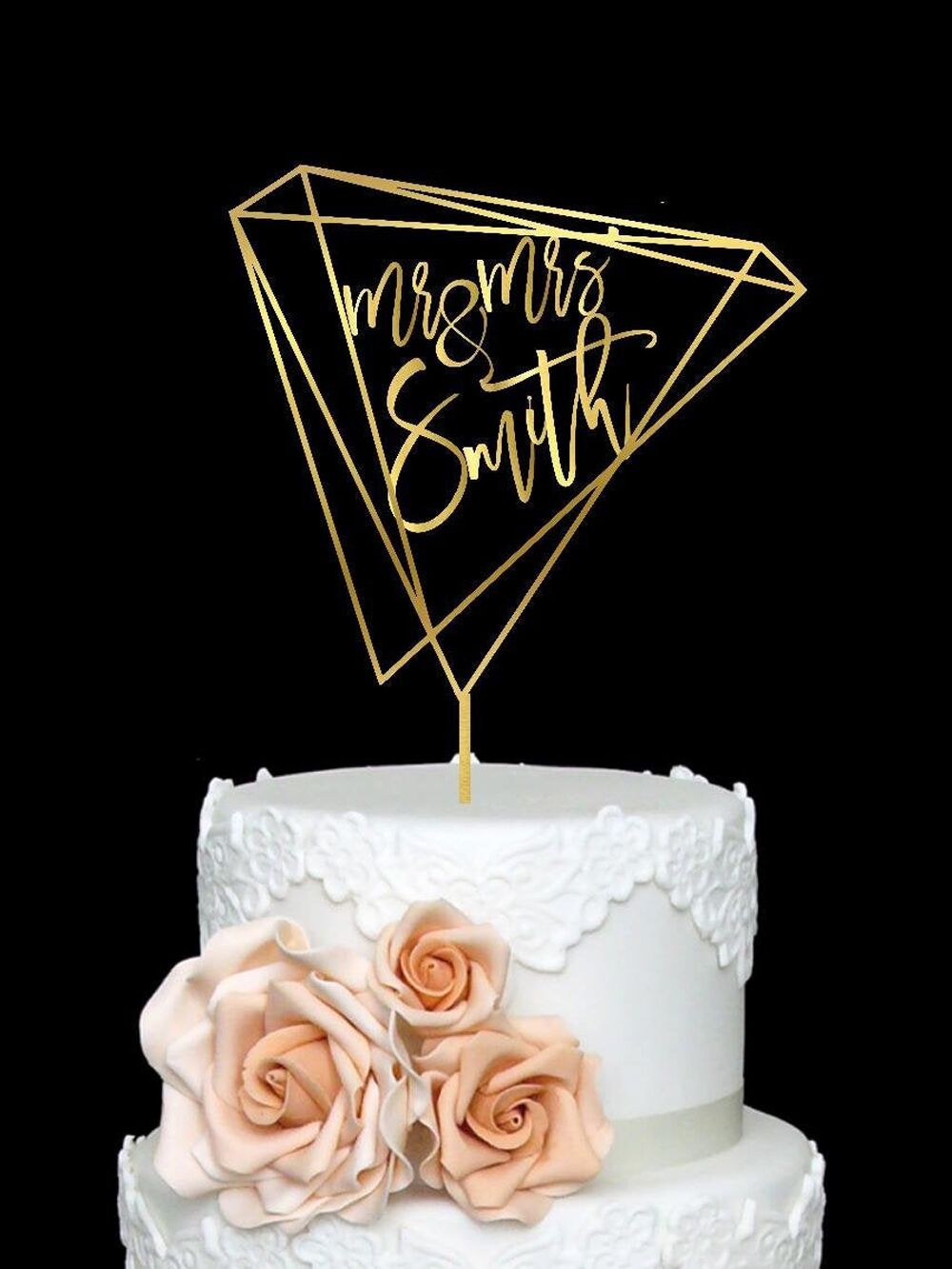 Unique diamond wedding cake topper