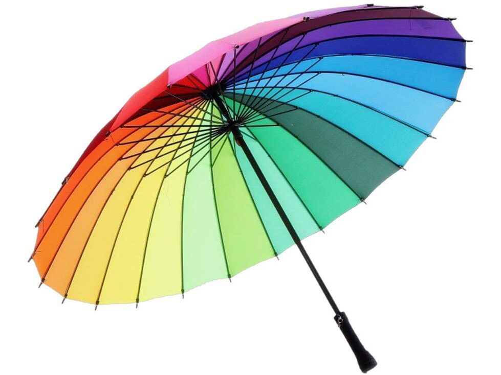 paraguas de boda arco iris
