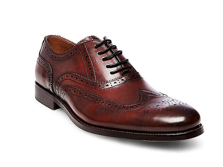 burgundy and black dress shoes