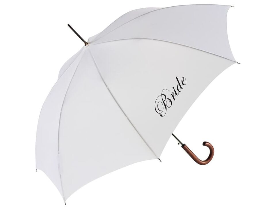 guarda-chuva branco da noiva