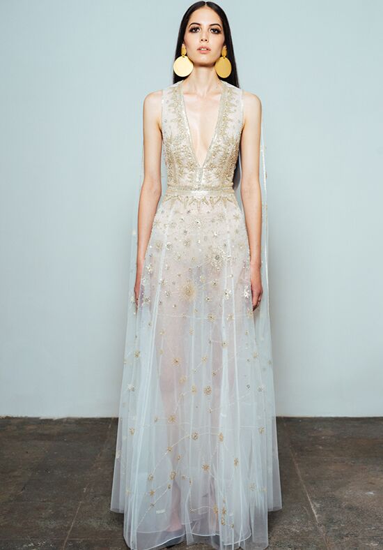 CUCCULELLI SHAHEEN Constellation Dress with Cape Wedding Dress | The Knot