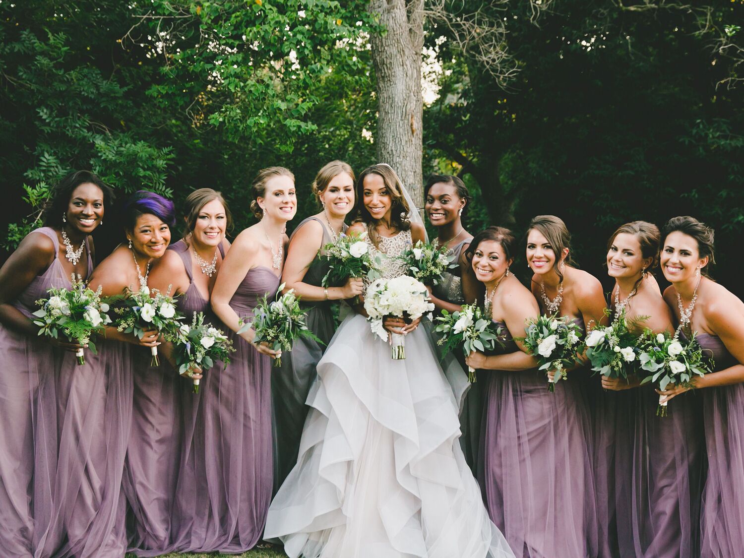 muted purple bridesmaid dresses