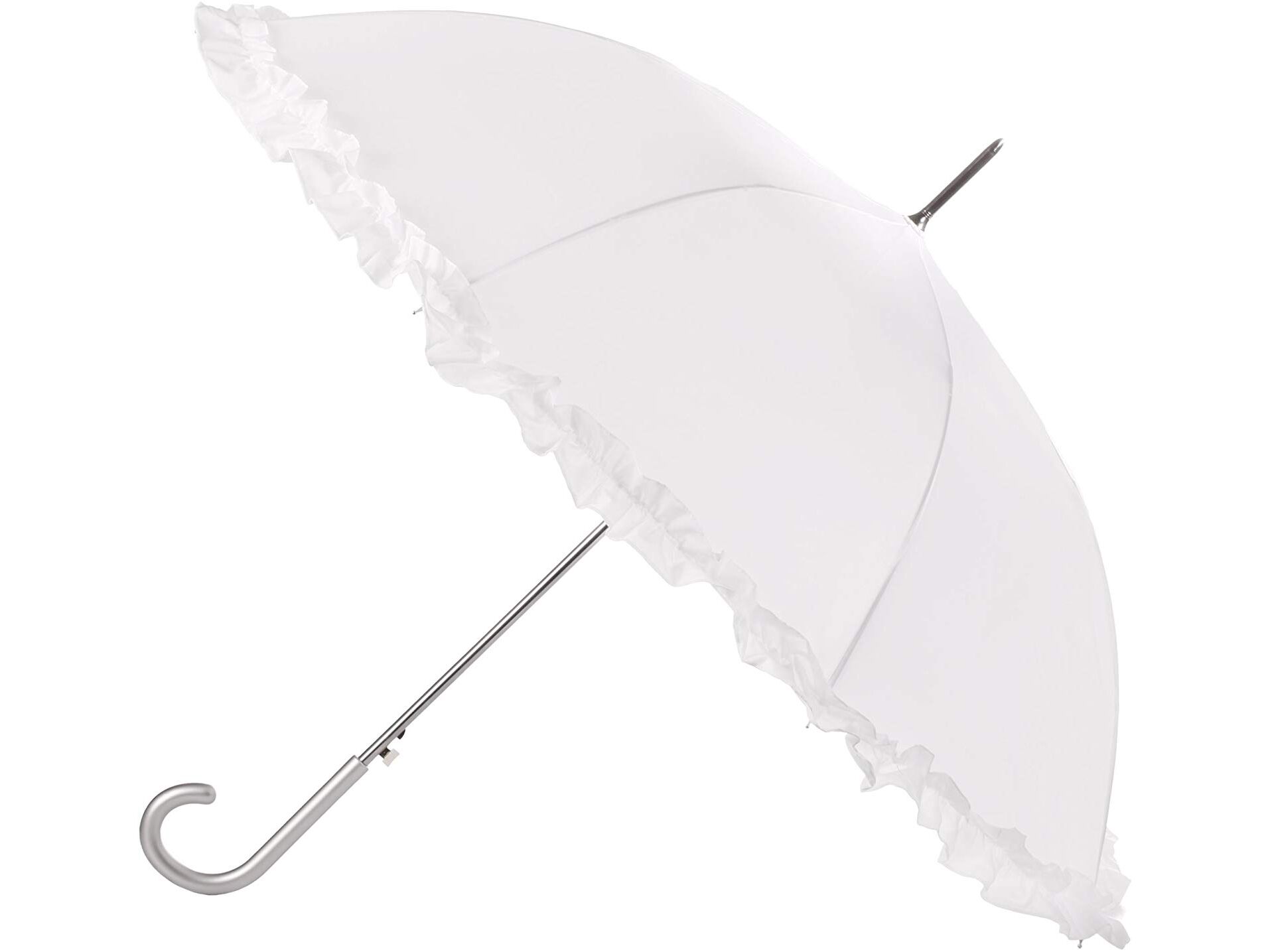 white ruffle wedding umbrella
