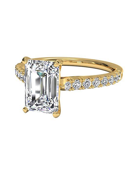 Emerald cut diamond yellow gold engagement rings