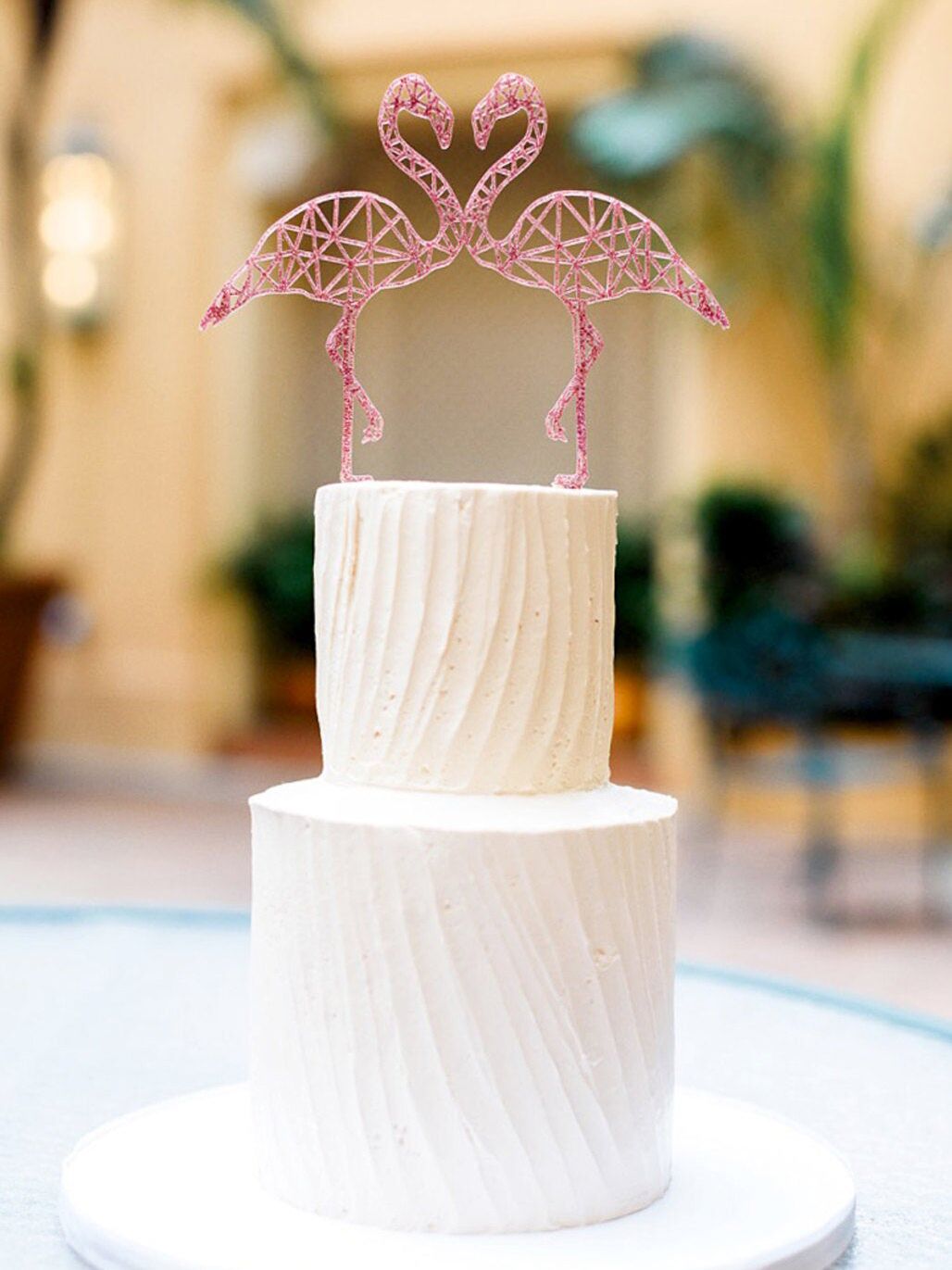 Flamingo topper de bolo de casamento único