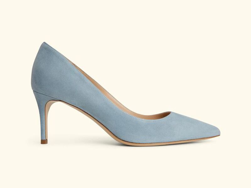 Blue comfortable wedding heels for bride