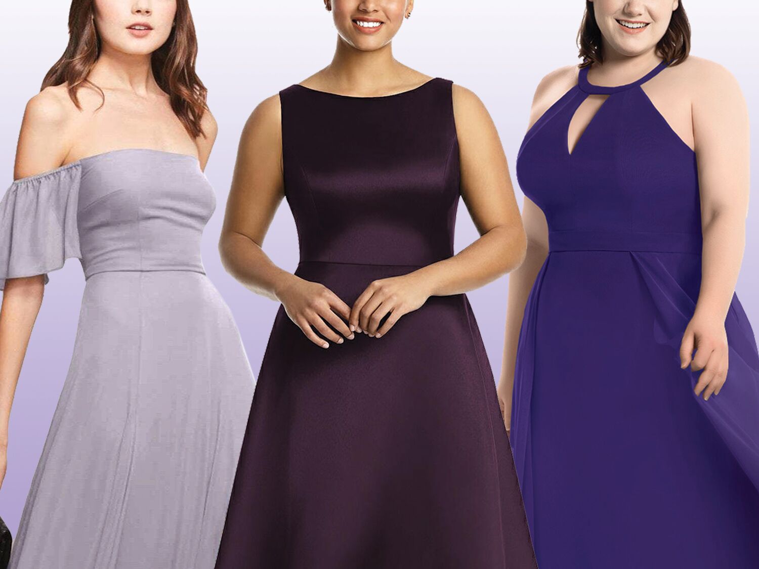 plum off the shoulder bridesmaid dress